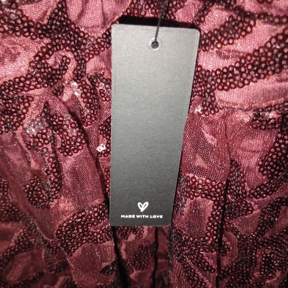 NWT Lulu's Sweetest Celebrations Wine Red Sequin Skater Mini Dress Size Medium - Picture 11 of 13